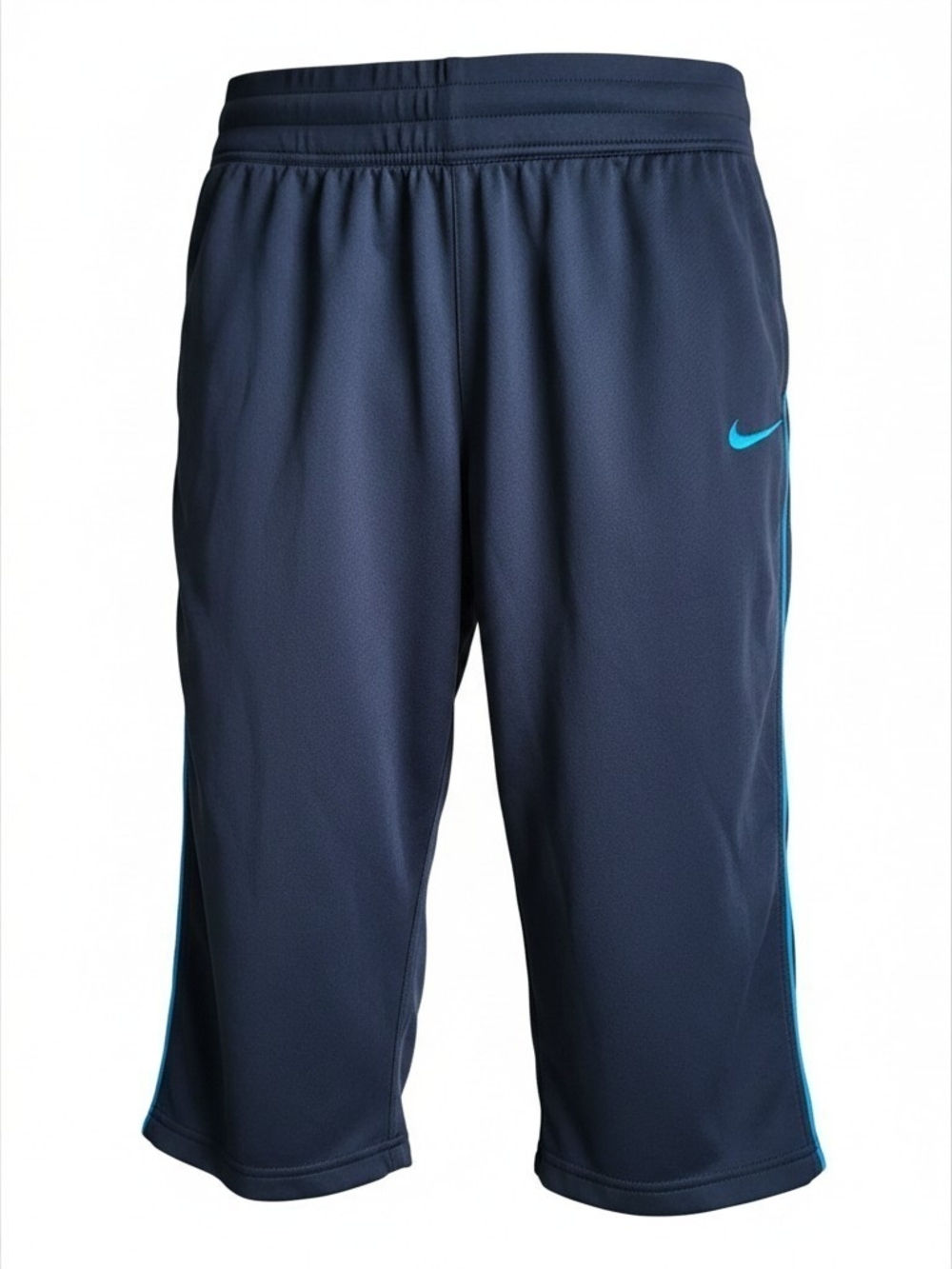 Nike Dri-FIT Women Dark Blue Capri Workout Pants Blue Piping Size Medium